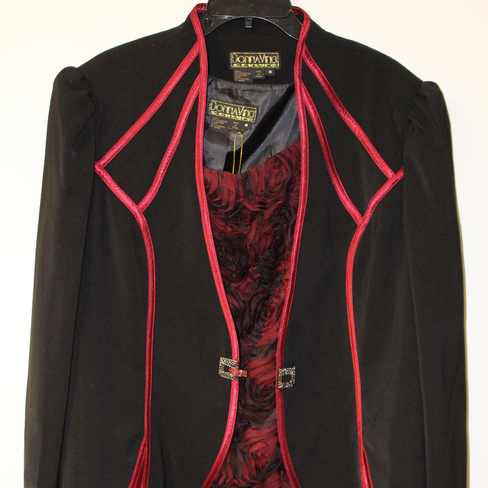 Black and Burgundy Full Lenght Church Suit